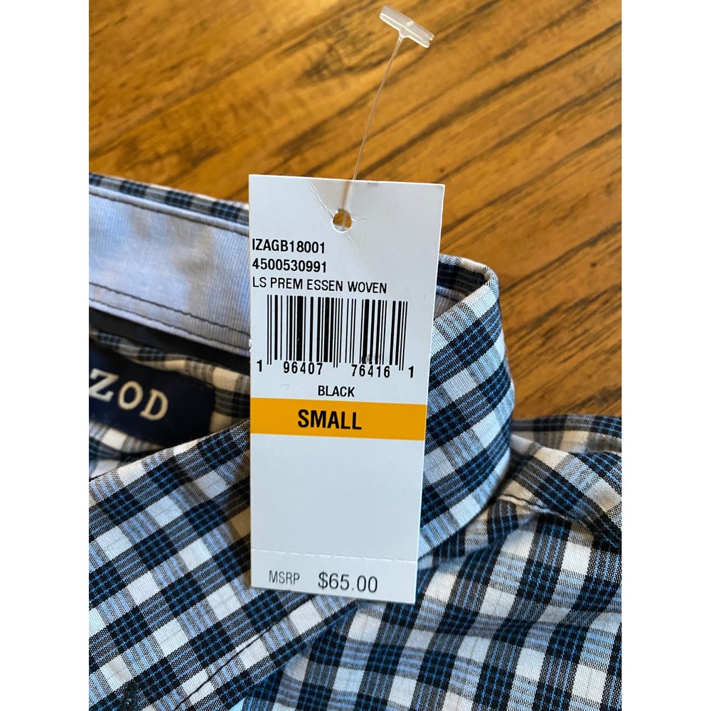 IZOD Mens Gingham Check Long Sleeve Button Down Shirt Black IZAGB18001 Small NWT - Picture 3 of 6
